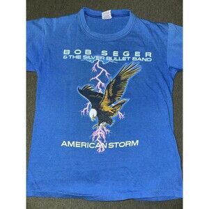 Vintage Bob Seger T Shirt Mens Med Blue Good 1986 American Storm Tour Eagle 80s